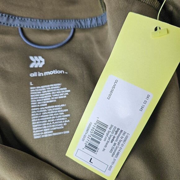 All In Motion Mens Hooded Full-Zip Jacket Olive Green Size L Activewear - Picture 10 of 10